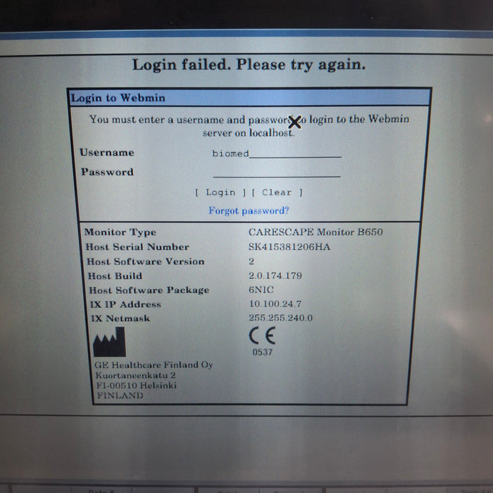 GE Healthcare GE Healthcare Carescape B650 Neonatal Care Patient Monitor Patient Monitors reLink Medical