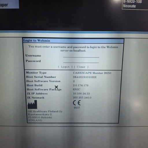 GE Healthcare GE Healthcare Carescape B650 Neonatal Care Patient Monitor Patient Monitors reLink Medical