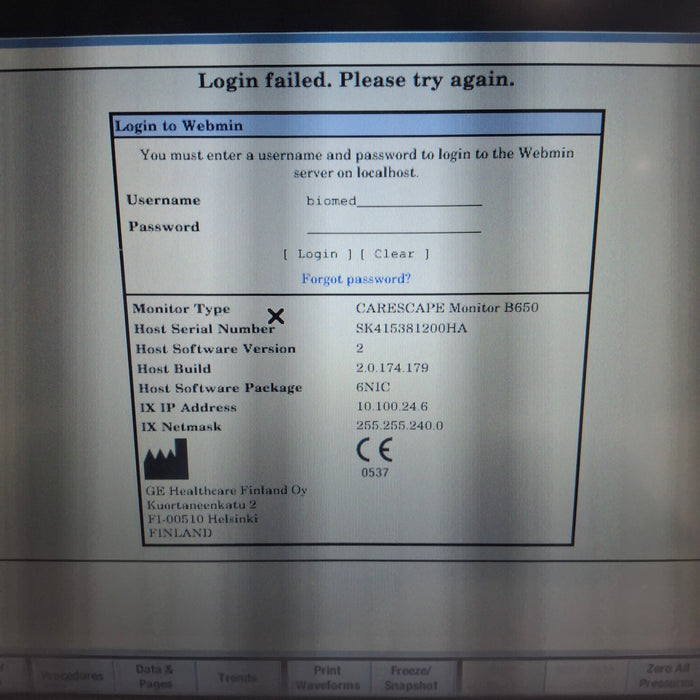 GE Healthcare GE Healthcare Carescape B650 Neonatal Care Patient Monitor Patient Monitors reLink Medical