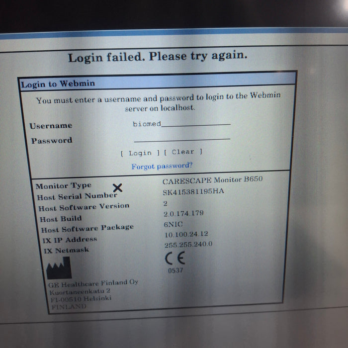 GE Healthcare GE Healthcare Carescape B650 Neonatal Care Patient Monitor Patient Monitors reLink Medical