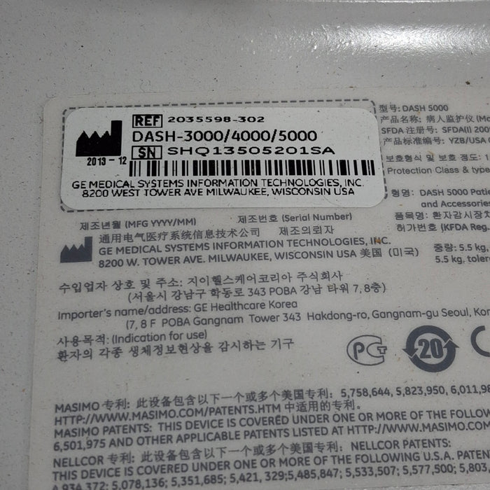 GE Healthcare GE Healthcare Dash 5000 - Masimo SpO2 Patient Monitor Patient Monitors reLink Medical