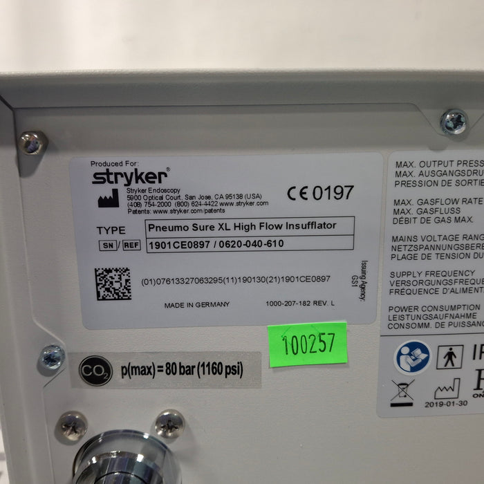 Stryker Stryker 620-040-610 Pneumo Sure XL High Flow Insufflator Rigid Endoscopy reLink Medical