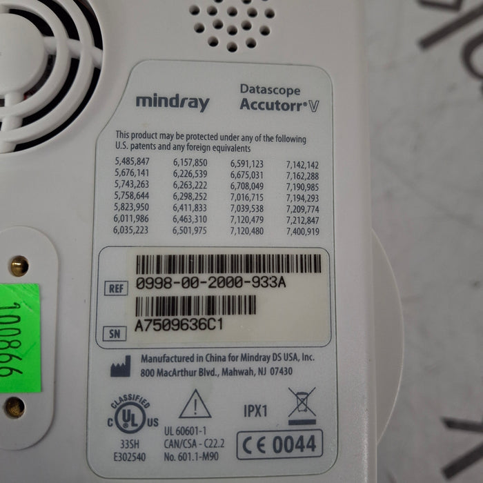 Mindray Mindray Datascope Accutorr V Vital Signs Monitor Patient Monitors reLink Medical