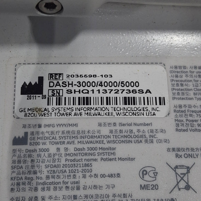 GE Healthcare GE Healthcare Dash 3000 - GE/Nellcor SpO2 Patient Monitor Patient Monitors reLink Medical