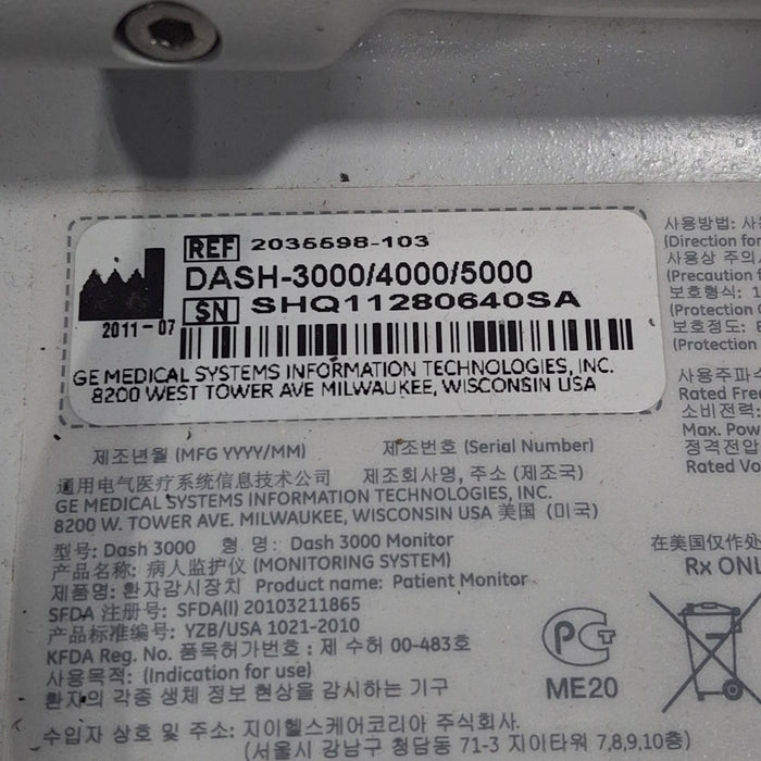 GE Healthcare GE Healthcare Dash 3000 - Masimo SpO2 Patient Monitor Patient Monitors reLink Medical