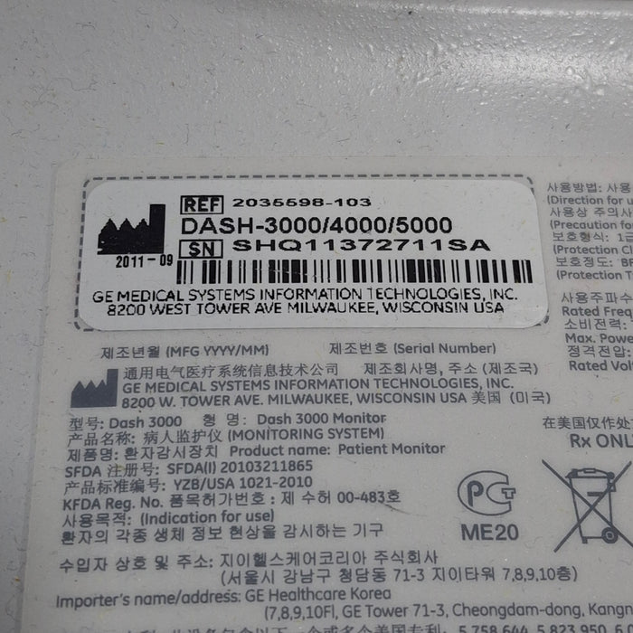 GE Healthcare GE Healthcare Dash 3000 - Masimo SpO2 Patient Monitor Patient Monitors reLink Medical