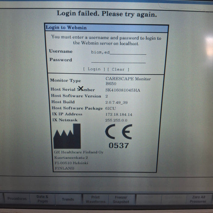 GE Healthcare GE Healthcare Carescape B650 Critical Care Patient Monitor Patient Monitors reLink Medical