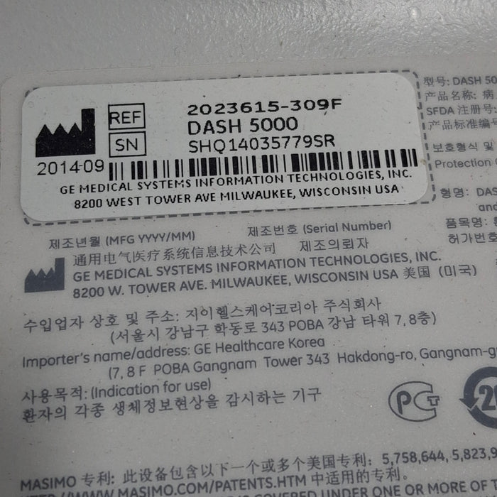 GE Healthcare GE Healthcare Dash 5000 - GE/Nellcor SpO2 Patient Monitor Patient Monitors reLink Medical