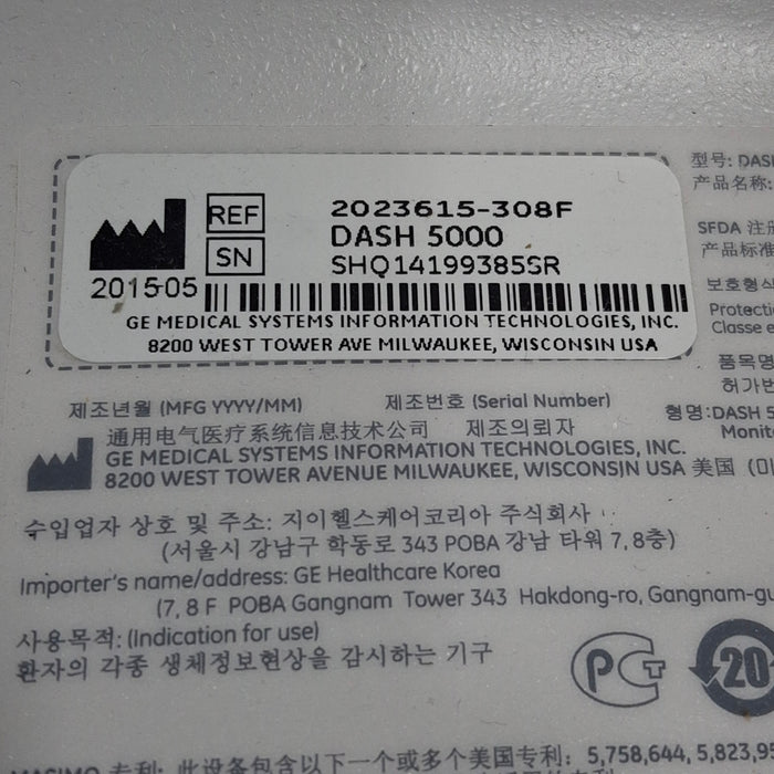 GE Healthcare GE Healthcare Dash 5000 - GE/Nellcor SpO2 Patient Monitor Patient Monitors reLink Medical