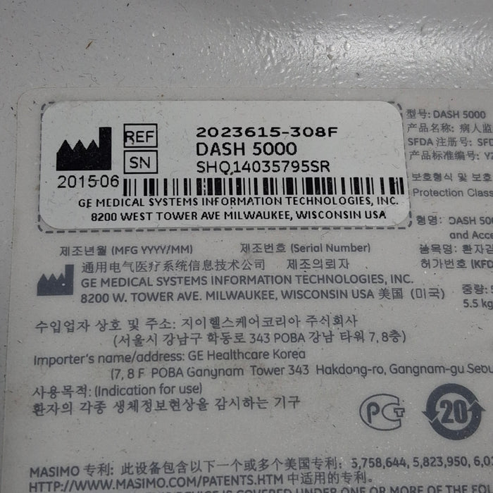 GE Healthcare GE Healthcare Dash 5000 - Masimo SpO2 Patient Monitor Patient Monitors reLink Medical