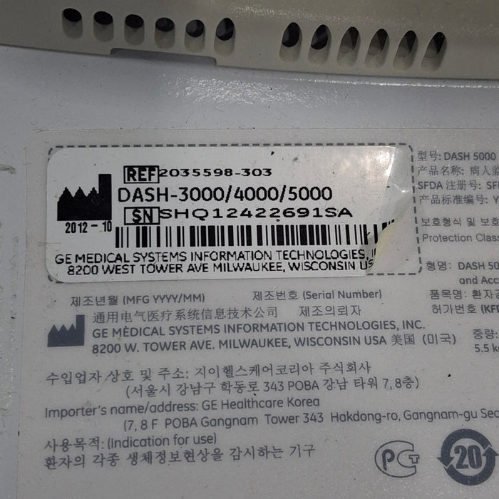 GE Healthcare GE Healthcare Dash 5000 - GE/Nellcor SpO2 Patient Monitor Patient Monitors reLink Medical