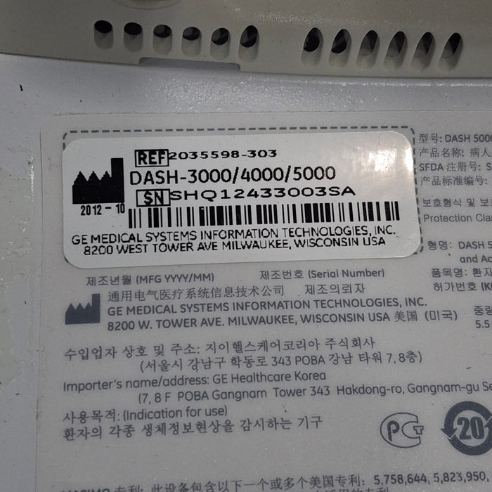 GE Healthcare GE Healthcare Dash 5000 - GE/Nellcor SpO2 Patient Monitor Patient Monitors reLink Medical