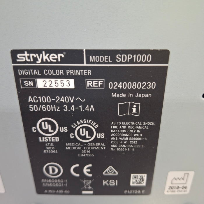 Stryker Stryker SDP1000 Digital Color Printer Rigid Endoscopy reLink Medical