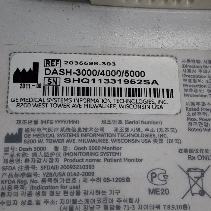 GE Healthcare GE Healthcare Dash 5000 - Masimo SpO2 Patient Monitor Patient Monitors reLink Medical