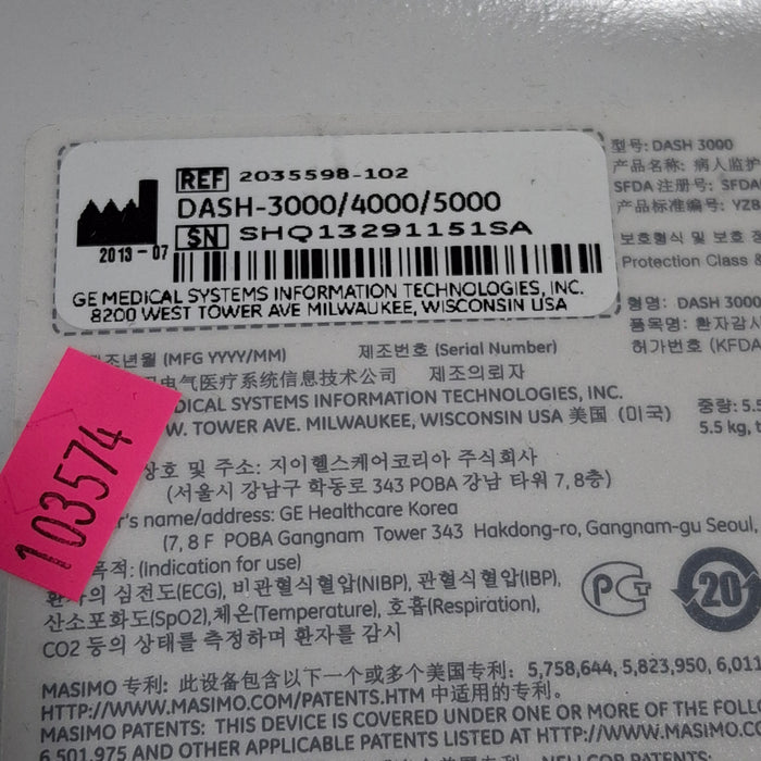 GE Healthcare GE Healthcare Dash 3000 - Masimo SpO2 Patient Monitor Patient Monitors reLink Medical