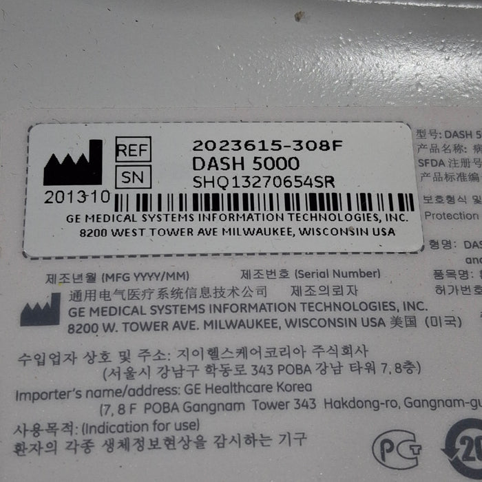 GE Healthcare Dash 5000 - GE/Nellcor SpO2 Patient Monitor