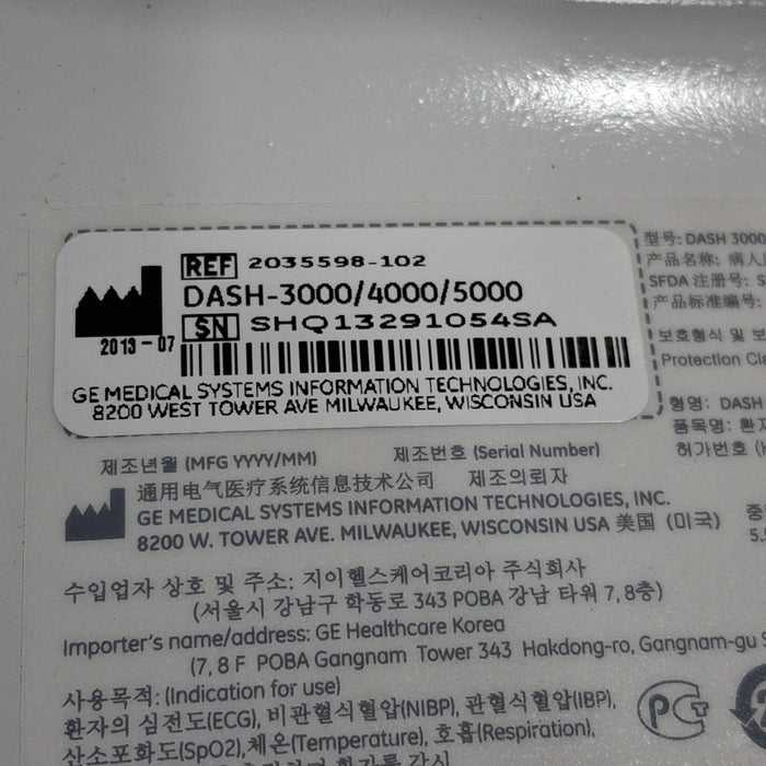 GE Healthcare GE Healthcare Dash 3000 - Masimo SpO2 Patient Monitor Patient Monitors reLink Medical