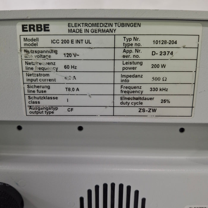 Erbe Erbe ICC 200 Electrosurgical Unit Electrosurgical Units reLink Medical