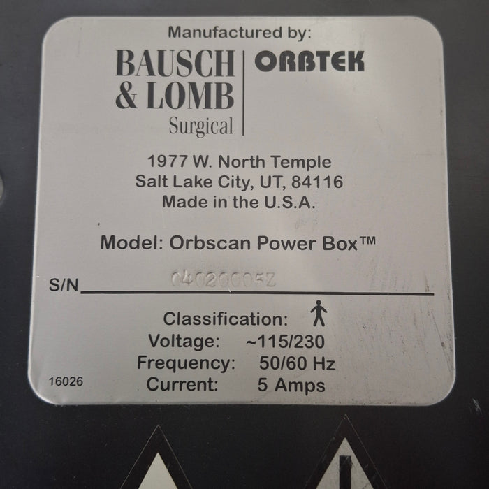 Bausch and Lomb Orbscan Power Box