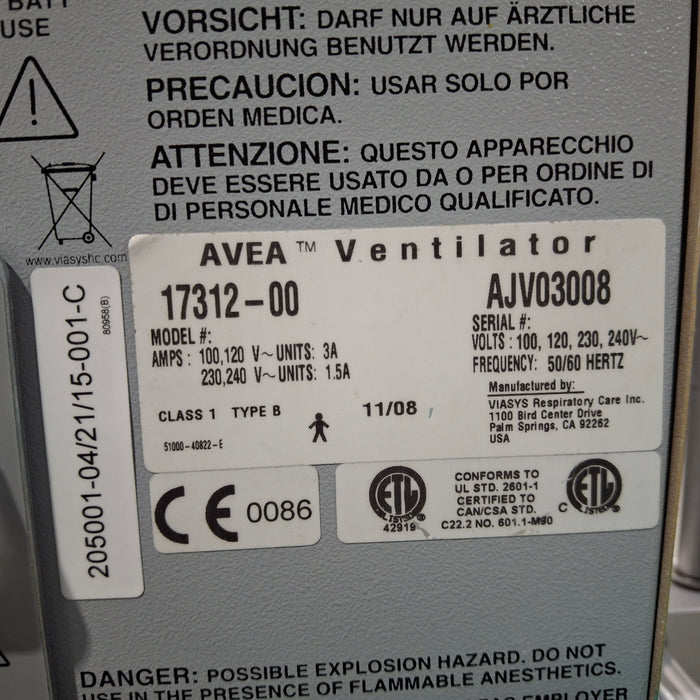 CareFusion CareFusion Avea Ventilator Respiratory reLink Medical