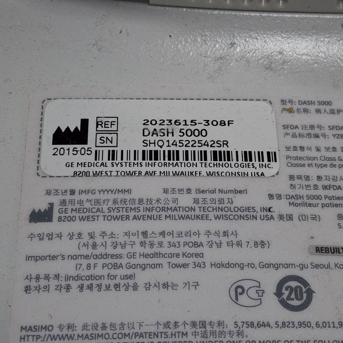 GE Healthcare GE Healthcare Dash 5000 - GE/Nellcor SpO2 Patient Monitor Patient Monitors reLink Medical