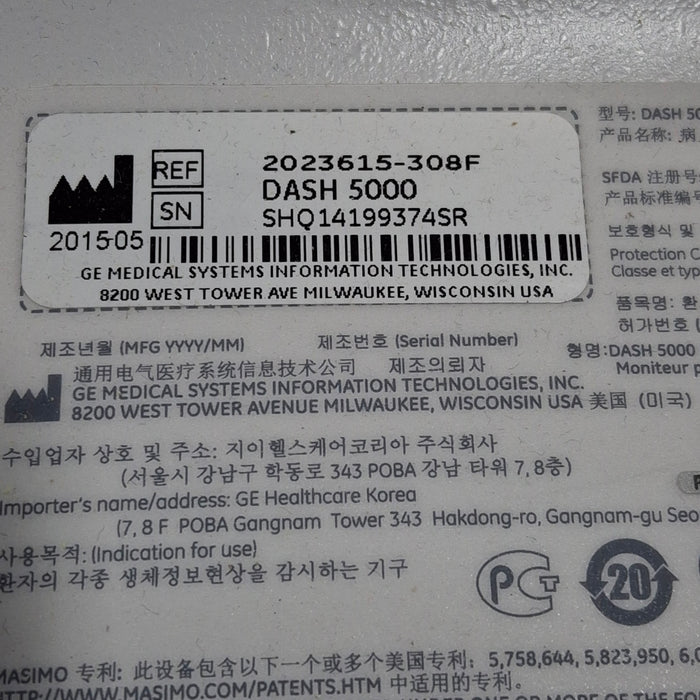 GE Healthcare GE Healthcare Dash 5000 - GE/Nellcor SpO2 Patient Monitor Patient Monitors reLink Medical