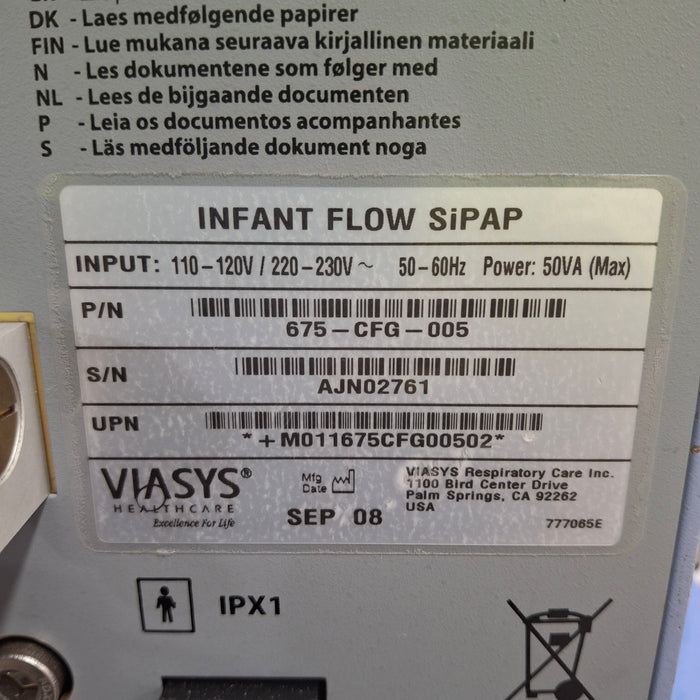 Viasys Healthcare Viasys Healthcare Infant Flow SiPAP Ventilator Respiratory reLink Medical