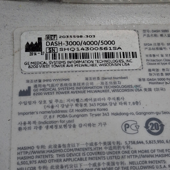 GE Healthcare GE Healthcare Dash 5000 - GE/Nellcor SpO2 Patient Monitor Patient Monitors reLink Medical