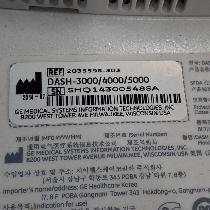 GE Healthcare GE Healthcare Dash 5000 - GE/Nellcor SpO2 Patient Monitor Patient Monitors reLink Medical