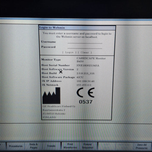 GE Healthcare GE Healthcare Carescape B450 Critical Care Patient Monitor Patient Monitors reLink Medical