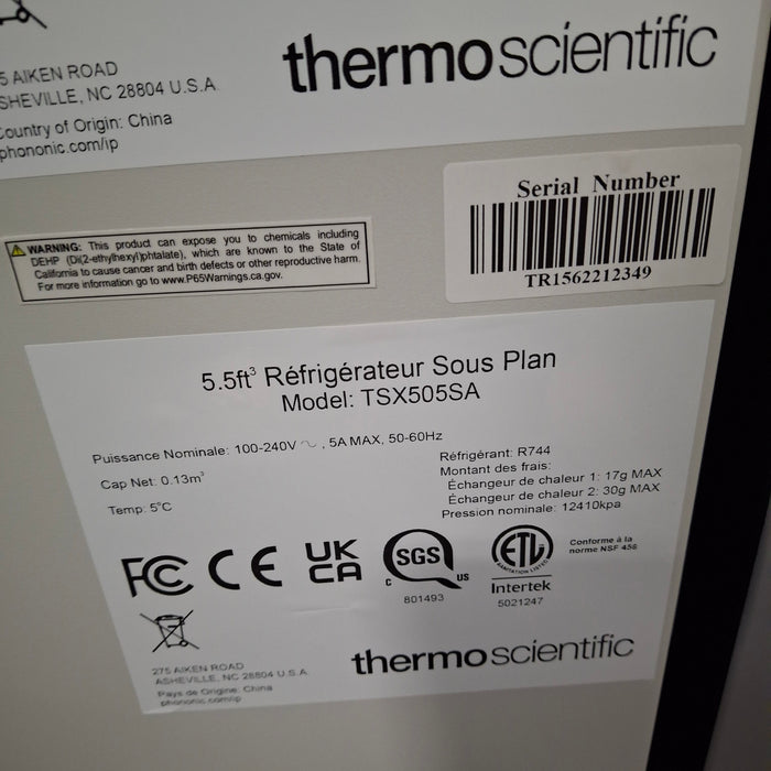 Thermo Scientific TSX505SA 5.5ft Undercounter Refrigerator