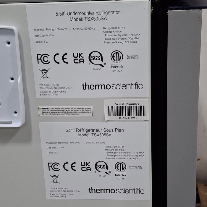 Thermo Scientific Thermo Scientific TSX505SA 5.5ft Undercounter Refrigerator Research Lab reLink Medical
