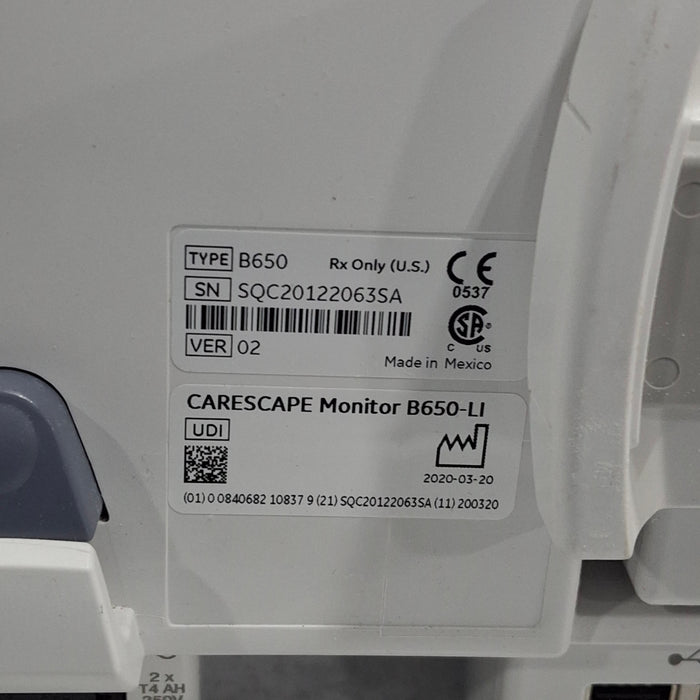 GE Healthcare GE Healthcare Carescape B650 Critical Care Patient Monitor Patient Monitors reLink Medical
