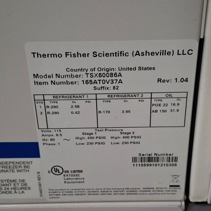 Thermo Scientific Thermo Scientific TSX60086A Ultra-Low Freezer Research Lab reLink Medical