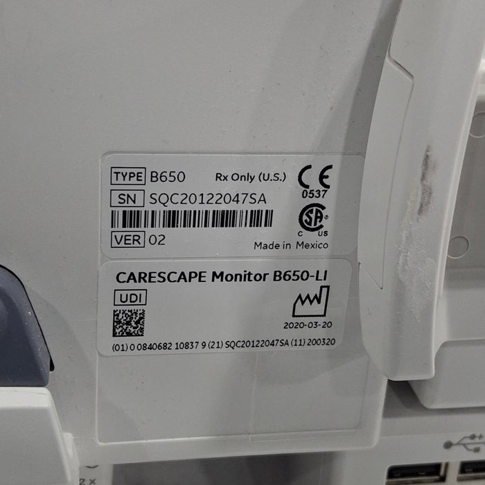 GE Healthcare GE Healthcare Carescape B650 Critical Care Patient Monitor Patient Monitors reLink Medical