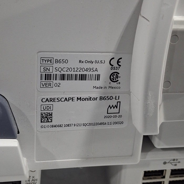 GE Healthcare GE Healthcare Carescape B650 Critical Care Patient Monitor Patient Monitors reLink Medical