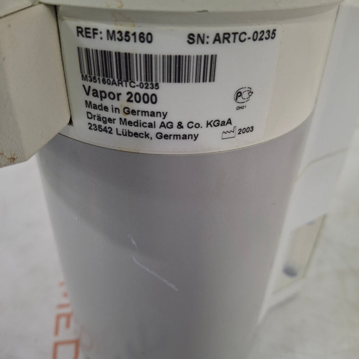 Draeger Medical Draeger Medical Vapor 2000 Isoflurane Vaporizer Anesthesia reLink Medical