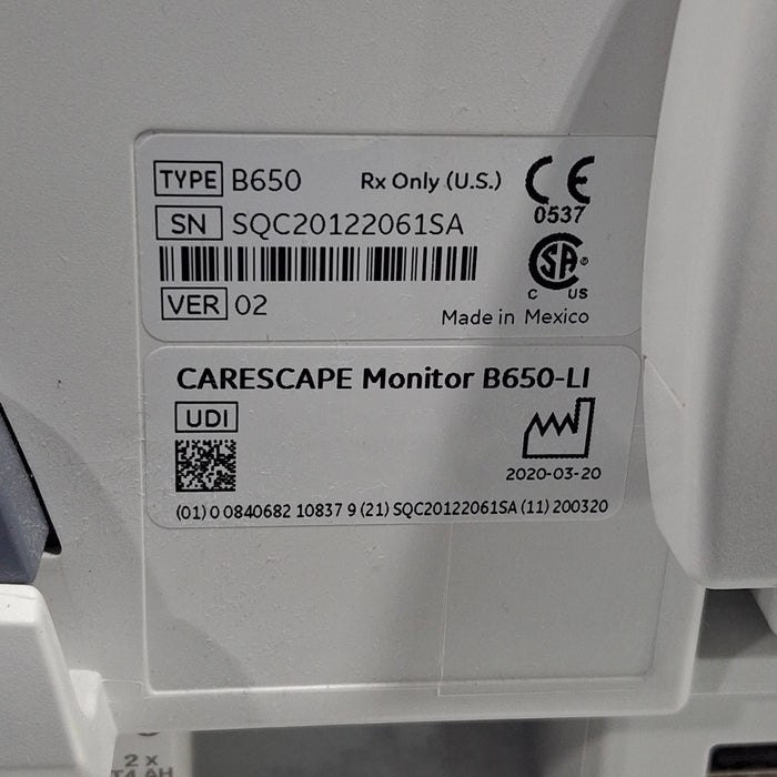 GE Healthcare GE Healthcare Carescape B650 Critical Care Patient Monitor Patient Monitors reLink Medical