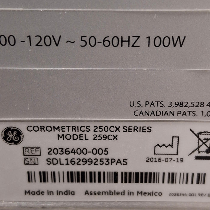 GE Healthcare GE Healthcare Corometrics 250 Series Model 259 Fetal Monitor Patient Monitors reLink Medical