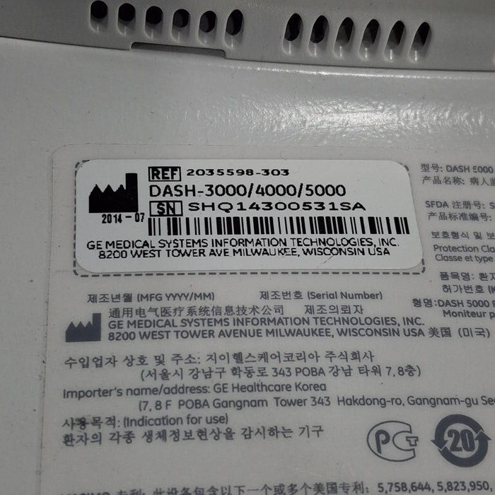 GE Healthcare GE Healthcare Dash 5000 - GE/Nellcor SpO2 Patient Monitor Patient Monitors reLink Medical