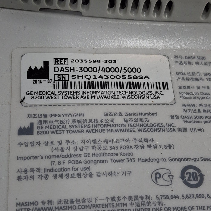 GE Healthcare GE Healthcare Dash 5000 - GE/Nellcor SpO2 Patient Monitor Patient Monitors reLink Medical