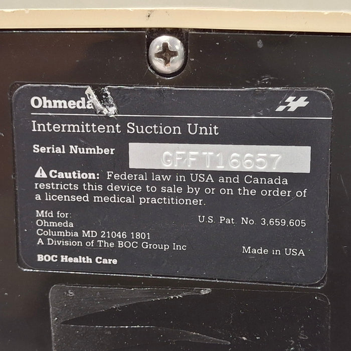 Ohmeda Medical Ohmeda Medical 200 Intermittent Suction Unit Respiratory reLink Medical