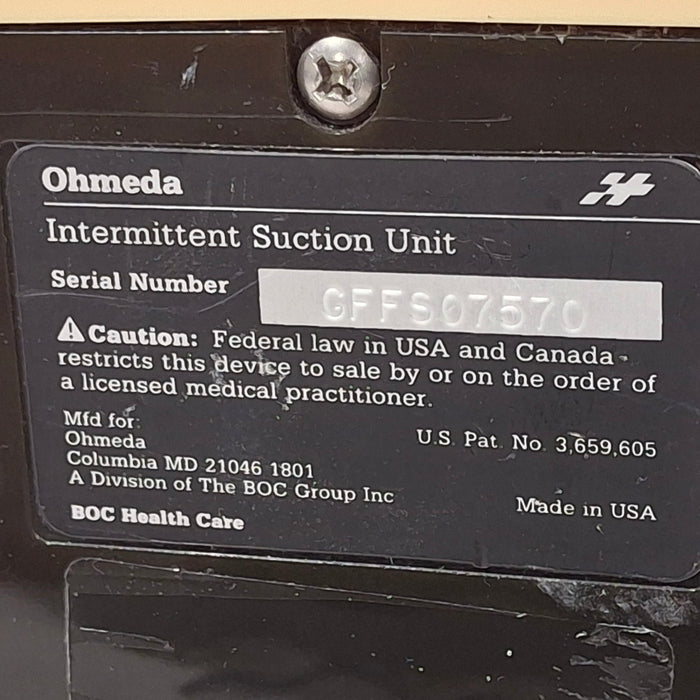 Ohmeda Medical Ohmeda Medical 200 Intermittent Suction Unit Respiratory reLink Medical
