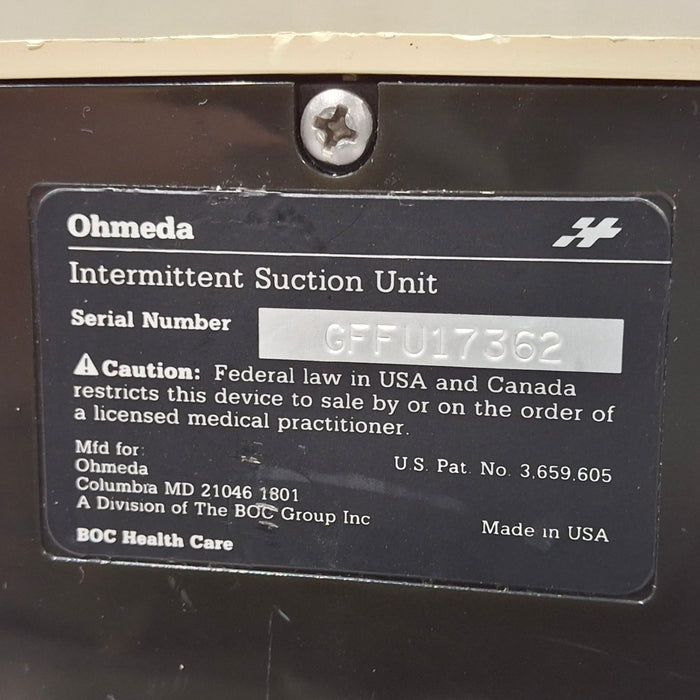Ohmeda Medical Ohmeda Medical 200 Intermittent Suction Unit Respiratory reLink Medical