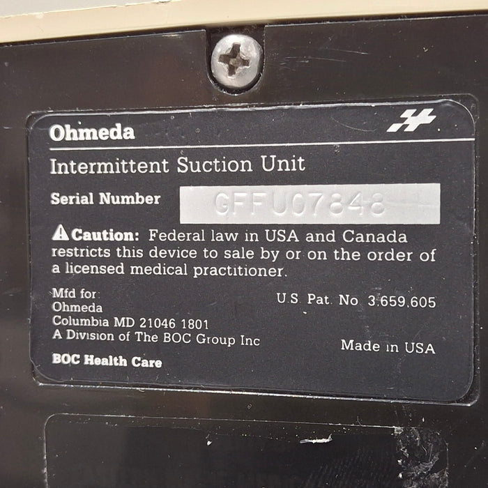 Ohmeda Medical Ohmeda Medical 200 Intermittent Suction Unit Respiratory reLink Medical