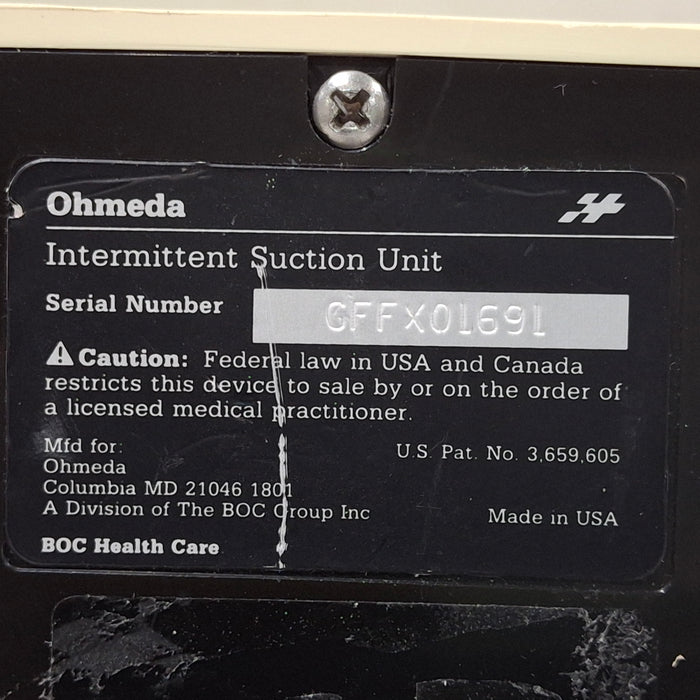 Ohmeda Medical Ohmeda Medical 200 Intermittent Suction Unit Respiratory reLink Medical