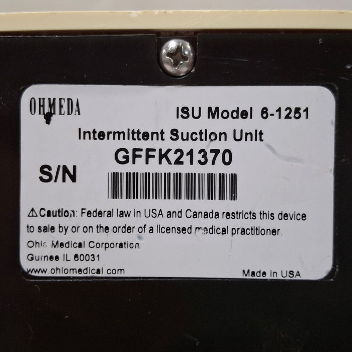 Ohmeda Medical ISU Model 6-1251 Intermittent Suction Unit