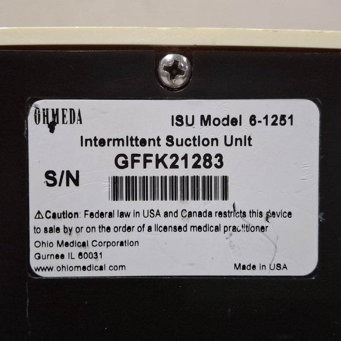 Ohmeda Medical ISU Model 6-1251 Intermittent Suction Unit