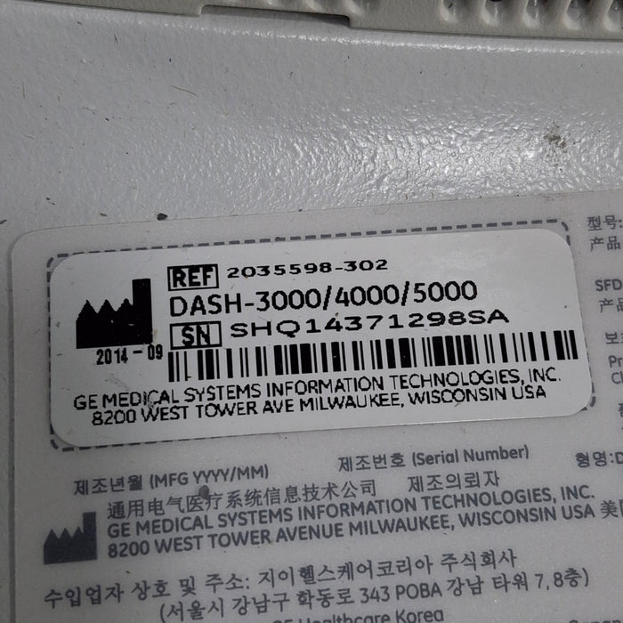 GE Healthcare Dash 5000 - Masimo SpO2 Patient Monitor
