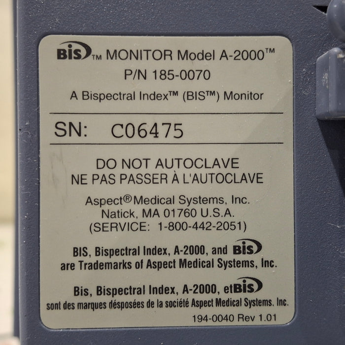 Aspect Medical Systems Aspect Medical Systems A-2000 Bispectral Index Monitor Patient Monitors reLink Medical